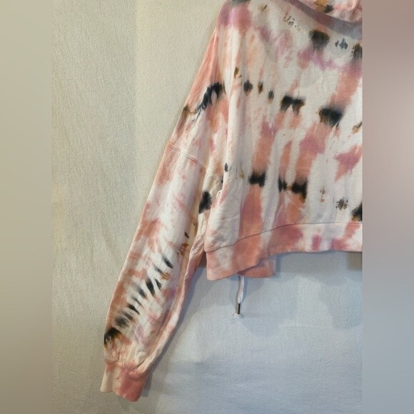 Young Fabulous & Broke Tie Dye Crop Zipup Hoodie Medium Pink - Picture 6 of 8